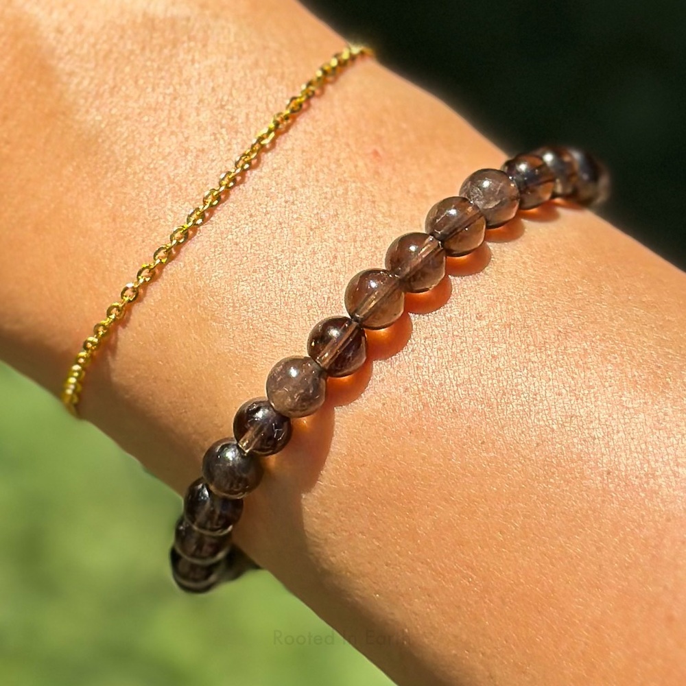 Natural Smoky Quartz Gemstone Crystal Bracelet – Grounding & Protection